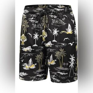 EUOW Men's Hawaiian SShorts Button Down Short Beach